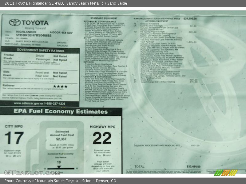 Sandy Beach Metallic / Sand Beige 2011 Toyota Highlander SE 4WD