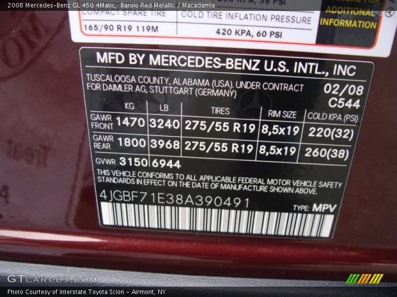 Barolo Red Metallic / Macadamia 2008 Mercedes-Benz GL 450 4Matic