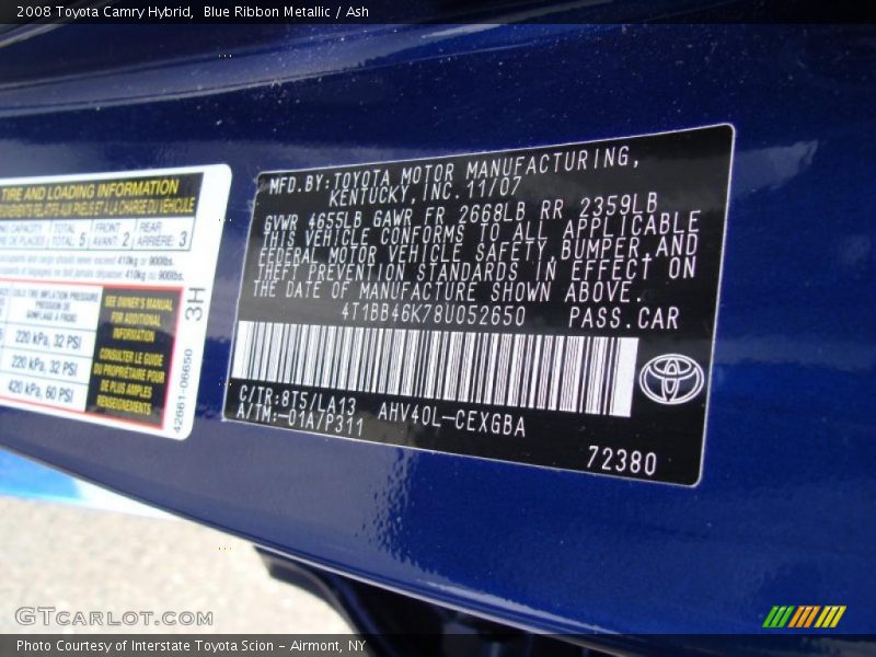 Blue Ribbon Metallic / Ash 2008 Toyota Camry Hybrid