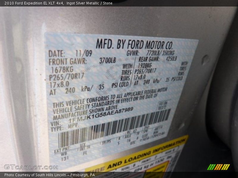 Ingot Silver Metallic / Stone 2010 Ford Expedition EL XLT 4x4