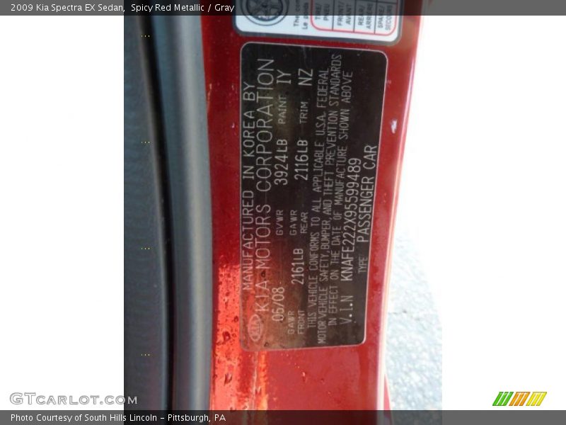 Spicy Red Metallic / Gray 2009 Kia Spectra EX Sedan