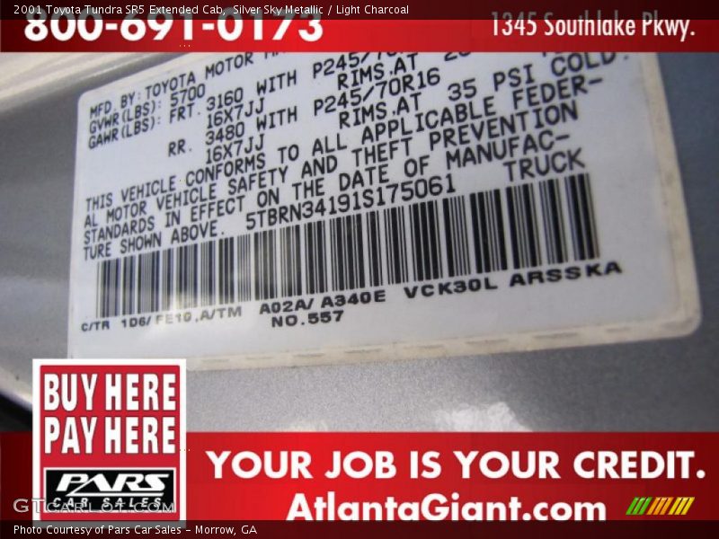 Silver Sky Metallic / Light Charcoal 2001 Toyota Tundra SR5 Extended Cab