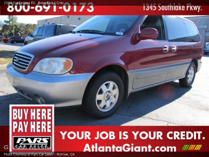 Ruby Red / Gray 2003 Kia Sedona EX