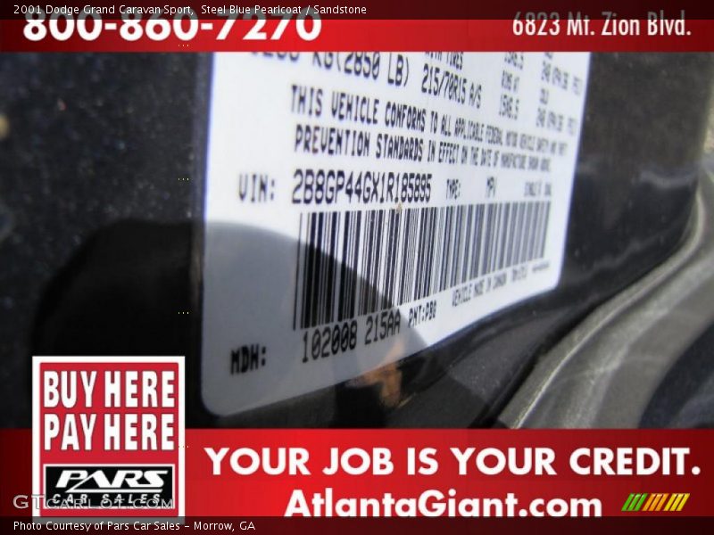 Steel Blue Pearlcoat / Sandstone 2001 Dodge Grand Caravan Sport