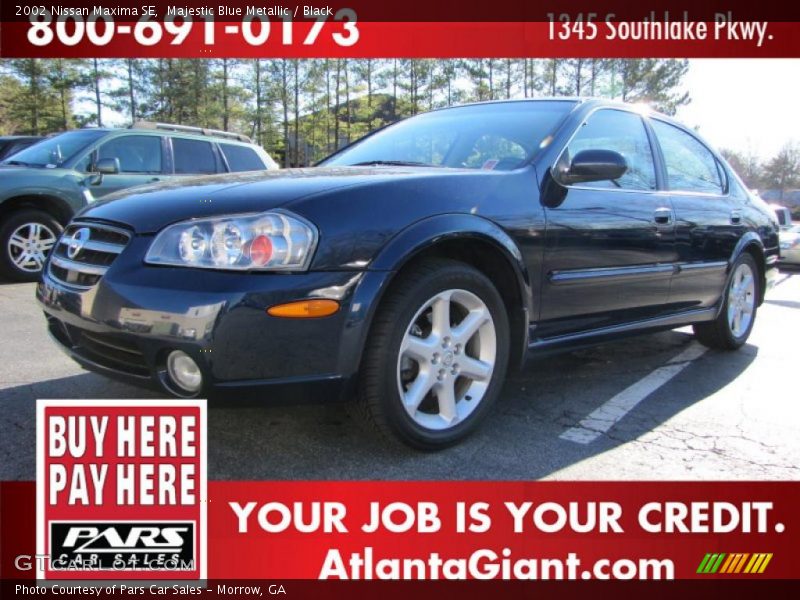 Majestic Blue Metallic / Black 2002 Nissan Maxima SE