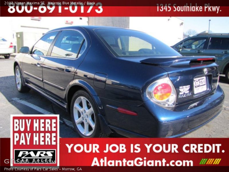 Majestic Blue Metallic / Black 2002 Nissan Maxima SE