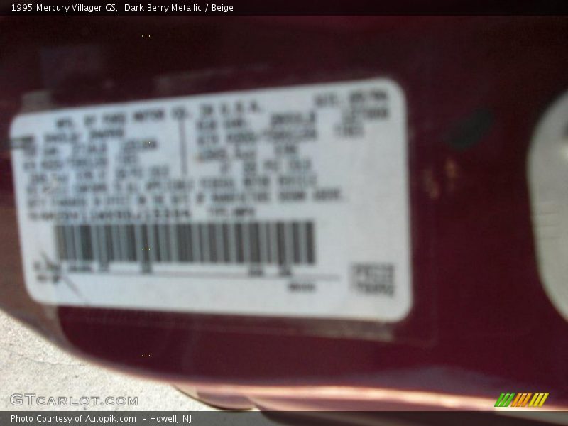 Dark Berry Metallic / Beige 1995 Mercury Villager GS