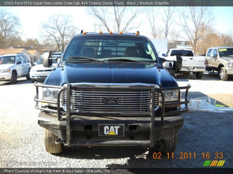 Black / Medium Graphite 2003 Ford F550 Super Duty Lariat Crew Cab 4x4 Chassis Dump Truck