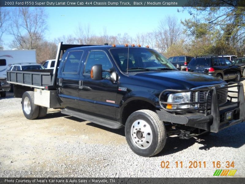 Black / Medium Graphite 2003 Ford F550 Super Duty Lariat Crew Cab 4x4 Chassis Dump Truck