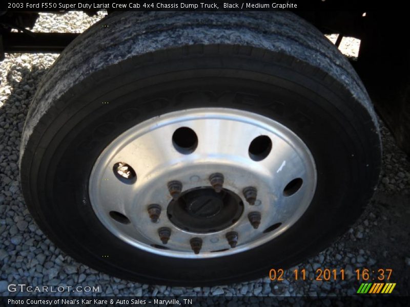 Black / Medium Graphite 2003 Ford F550 Super Duty Lariat Crew Cab 4x4 Chassis Dump Truck
