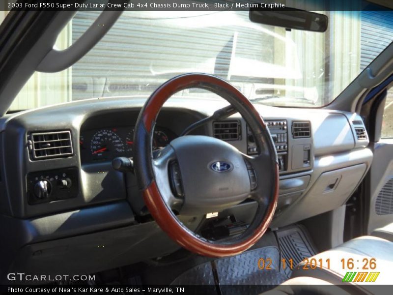 Black / Medium Graphite 2003 Ford F550 Super Duty Lariat Crew Cab 4x4 Chassis Dump Truck