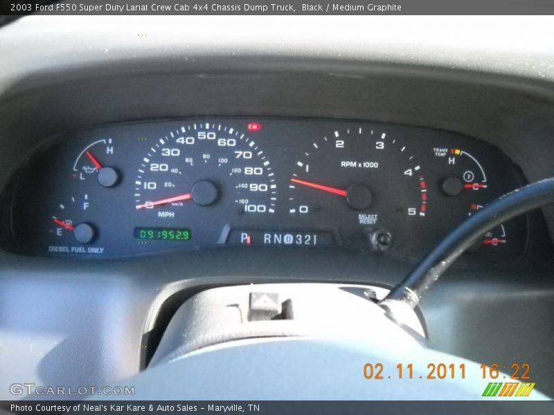  2003 F550 Super Duty Lariat Crew Cab 4x4 Chassis Dump Truck Lariat Crew Cab 4x4 Chassis Dump Truck Gauges