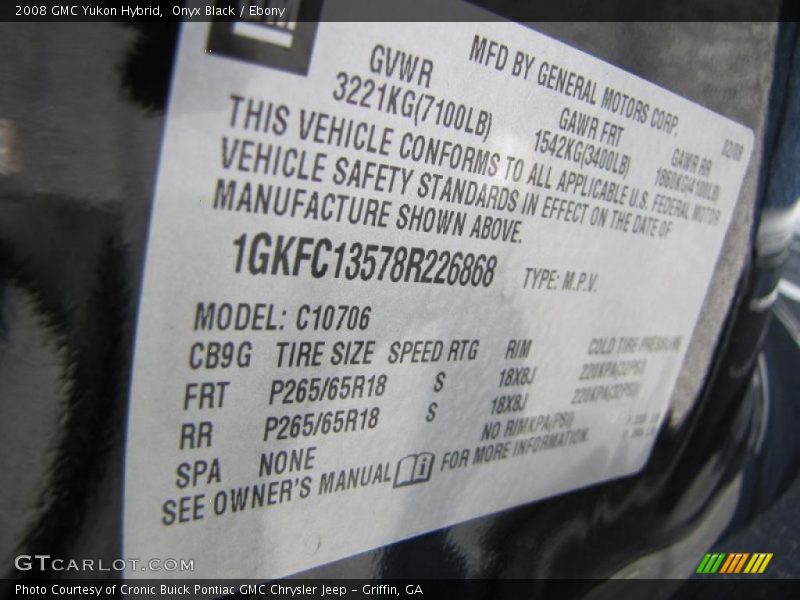 Onyx Black / Ebony 2008 GMC Yukon Hybrid