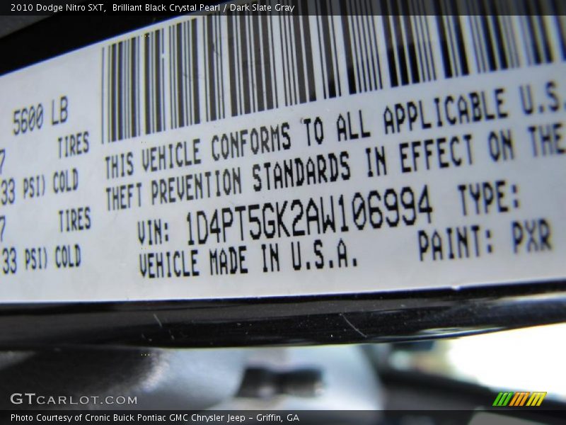 Brilliant Black Crystal Pearl / Dark Slate Gray 2010 Dodge Nitro SXT