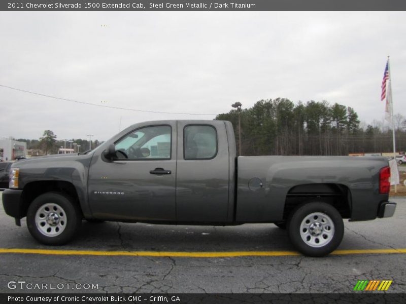 Steel Green Metallic / Dark Titanium 2011 Chevrolet Silverado 1500 Extended Cab