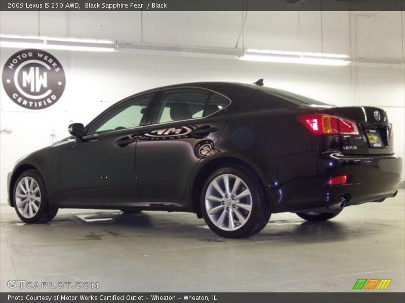 Black Sapphire Pearl / Black 2009 Lexus IS 250 AWD