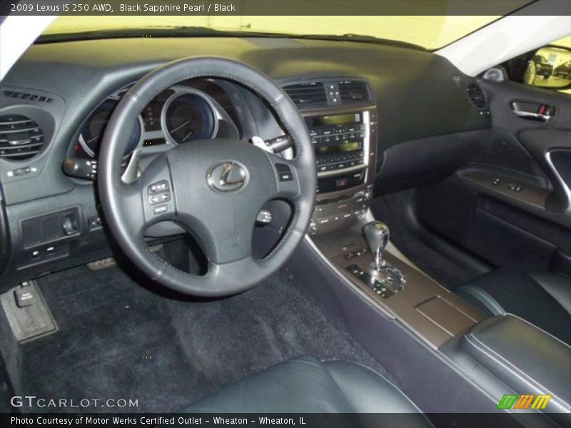 Black Sapphire Pearl / Black 2009 Lexus IS 250 AWD