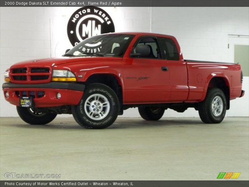 Flame Red / Agate 2000 Dodge Dakota SLT Extended Cab 4x4