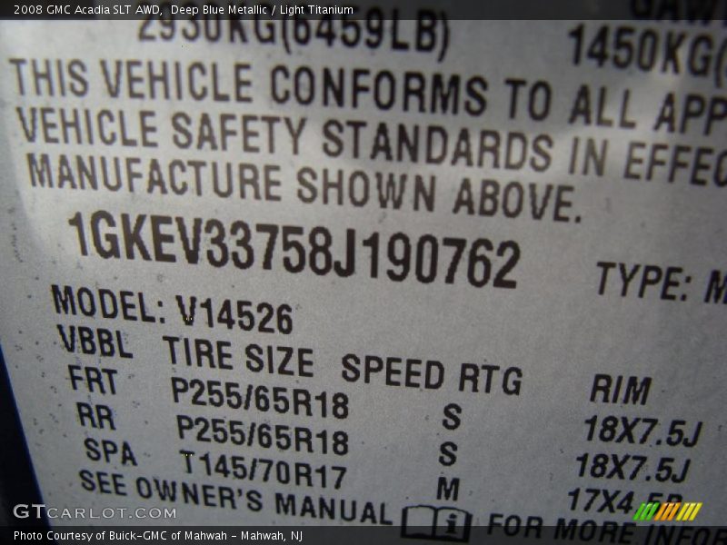 Deep Blue Metallic / Light Titanium 2008 GMC Acadia SLT AWD