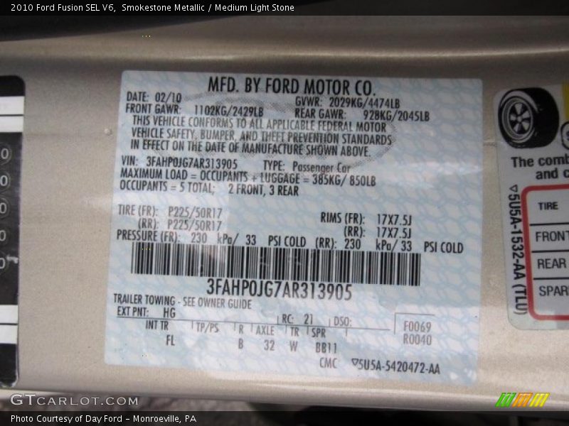 Smokestone Metallic / Medium Light Stone 2010 Ford Fusion SEL V6