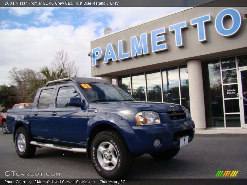 Just Blue Metallic / Gray 2001 Nissan Frontier SE V6 Crew Cab