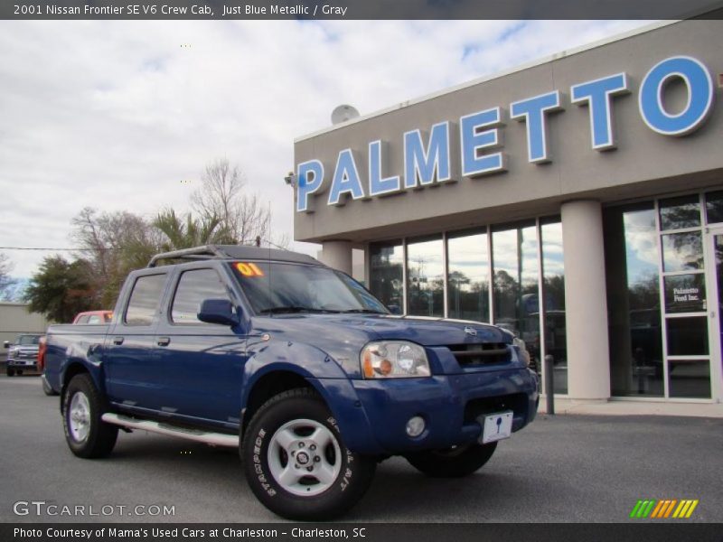 Just Blue Metallic / Gray 2001 Nissan Frontier SE V6 Crew Cab