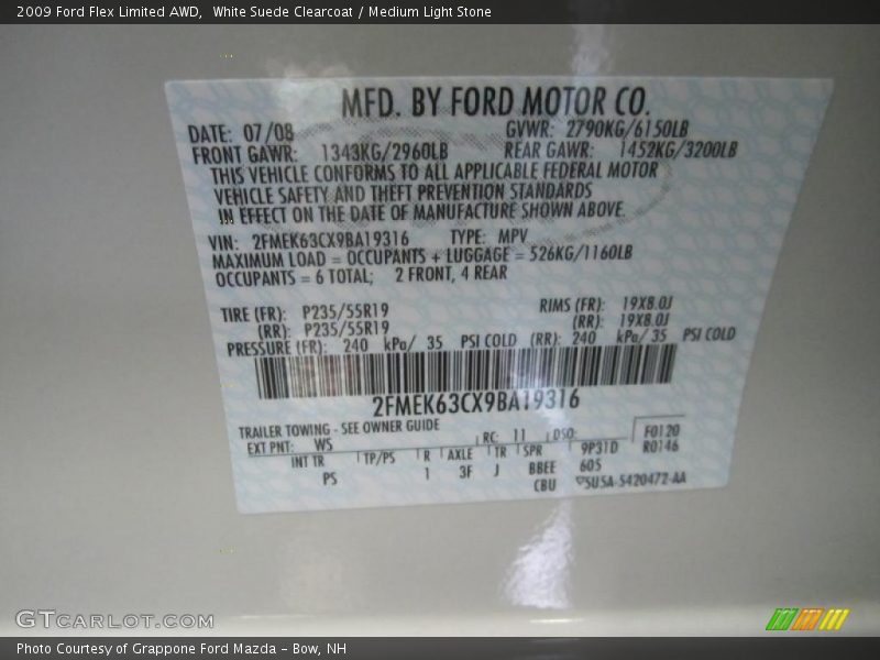 White Suede Clearcoat / Medium Light Stone 2009 Ford Flex Limited AWD