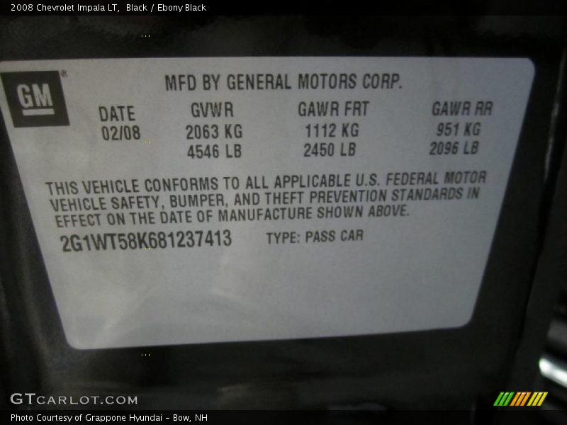 Black / Ebony Black 2008 Chevrolet Impala LT