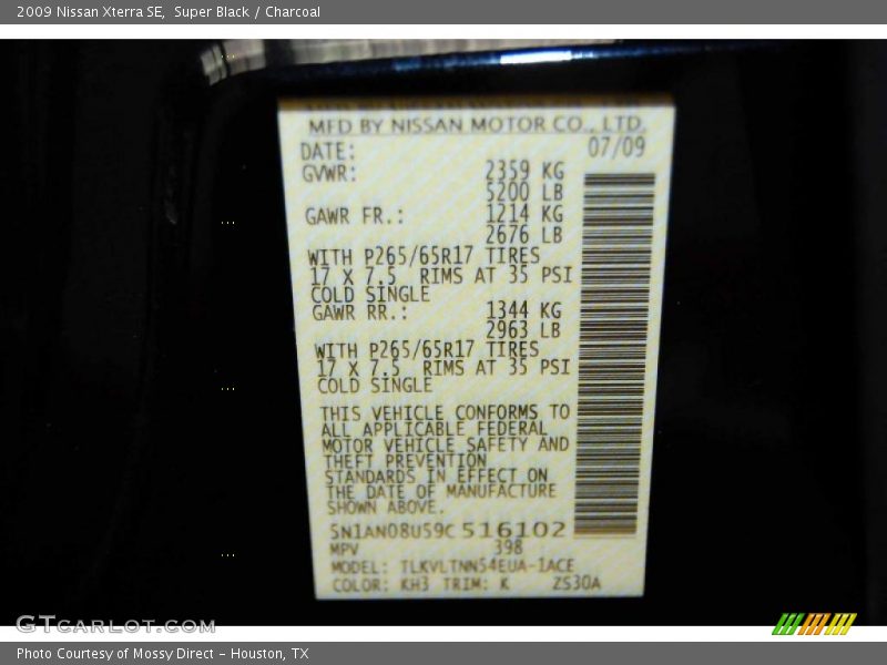 Super Black / Charcoal 2009 Nissan Xterra SE
