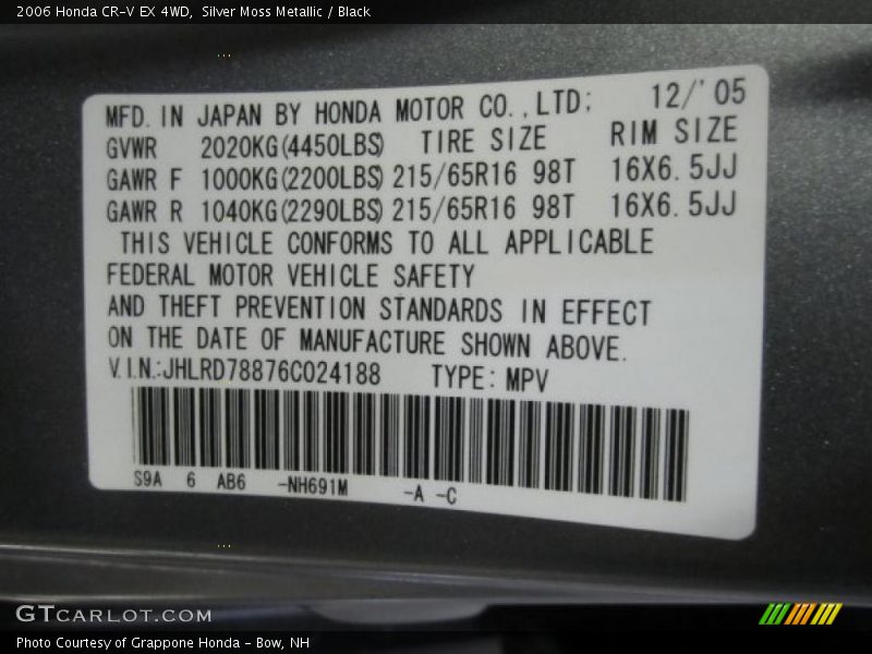 Silver Moss Metallic / Black 2006 Honda CR-V EX 4WD