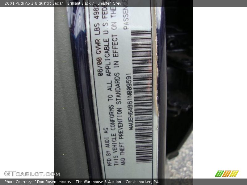 Brilliant Black / Tungsten Grey 2001 Audi A6 2.8 quattro Sedan