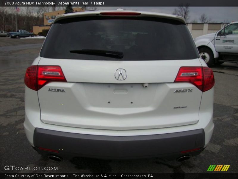 Aspen White Pearl / Taupe 2008 Acura MDX Technology