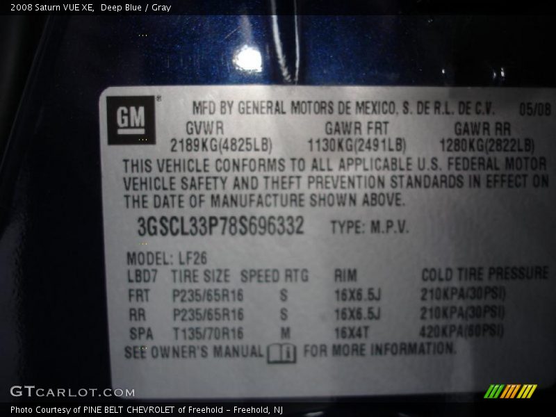 Deep Blue / Gray 2008 Saturn VUE XE