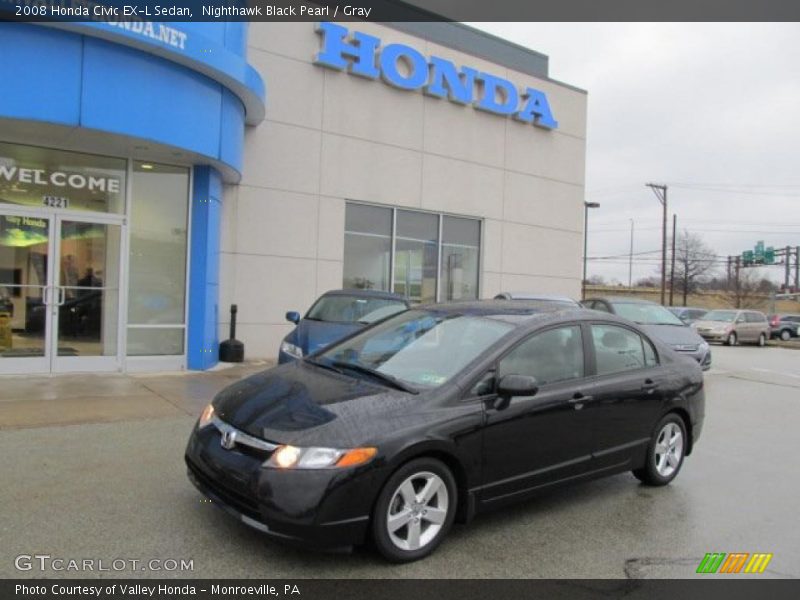 Nighthawk Black Pearl / Gray 2008 Honda Civic EX-L Sedan