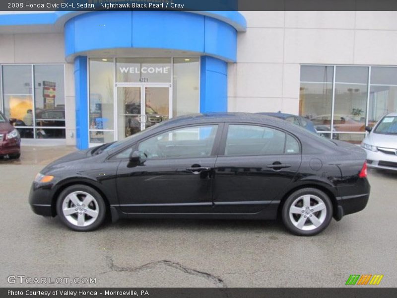 Nighthawk Black Pearl / Gray 2008 Honda Civic EX-L Sedan