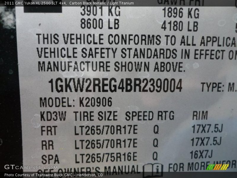 Carbon Black Metallic / Light Titanium 2011 GMC Yukon XL 2500 SLT 4x4