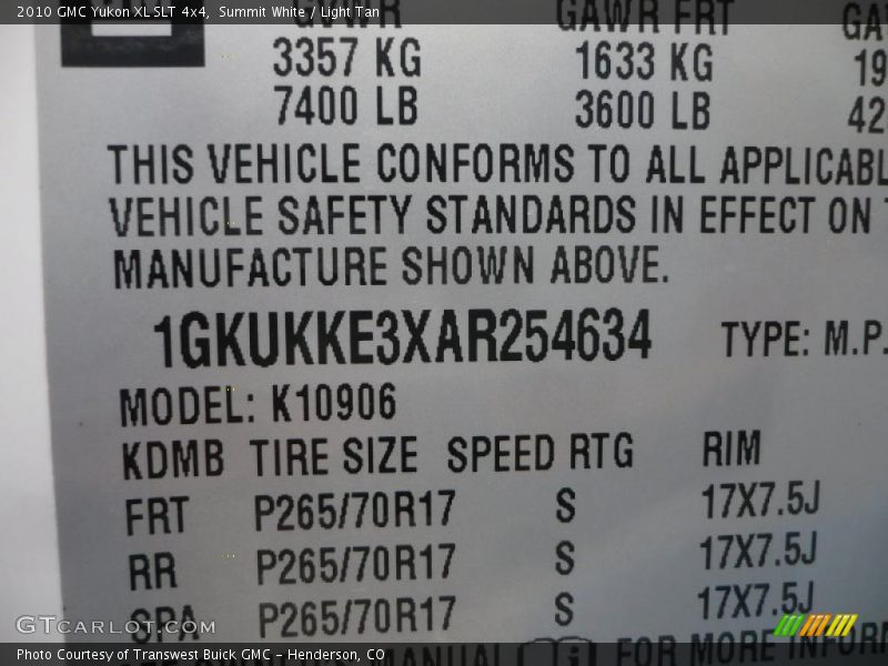 Summit White / Light Tan 2010 GMC Yukon XL SLT 4x4