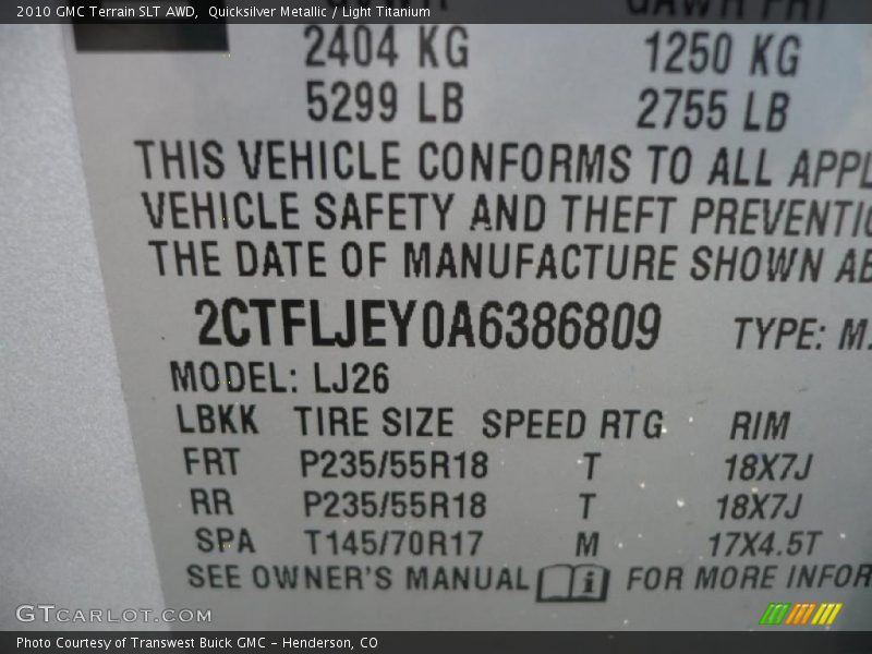 Quicksilver Metallic / Light Titanium 2010 GMC Terrain SLT AWD