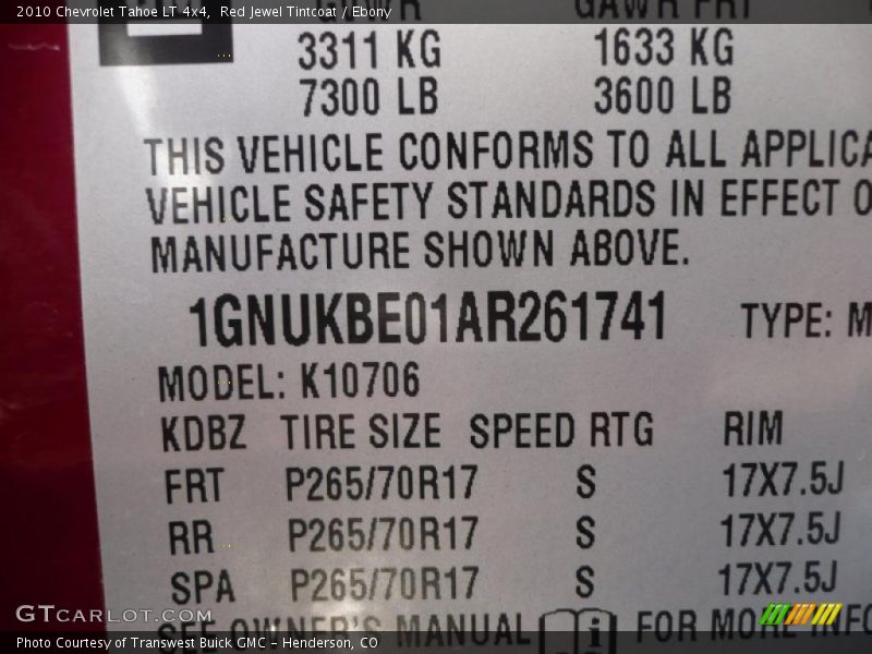 Red Jewel Tintcoat / Ebony 2010 Chevrolet Tahoe LT 4x4