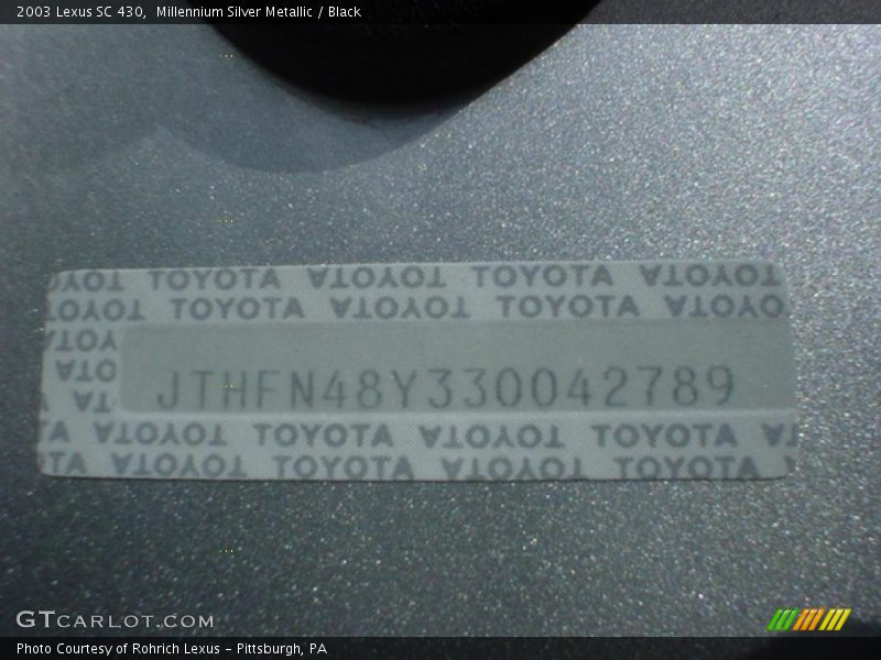 Millennium Silver Metallic / Black 2003 Lexus SC 430