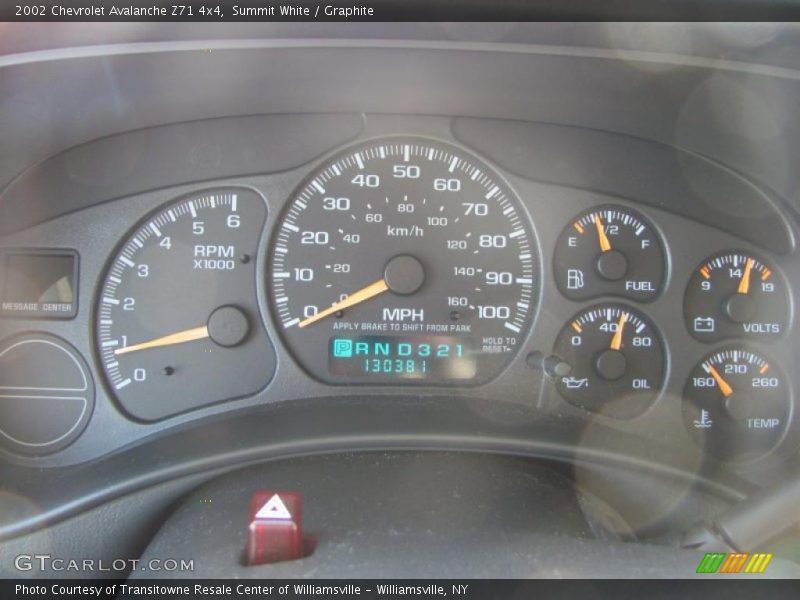 Summit White / Graphite 2002 Chevrolet Avalanche Z71 4x4