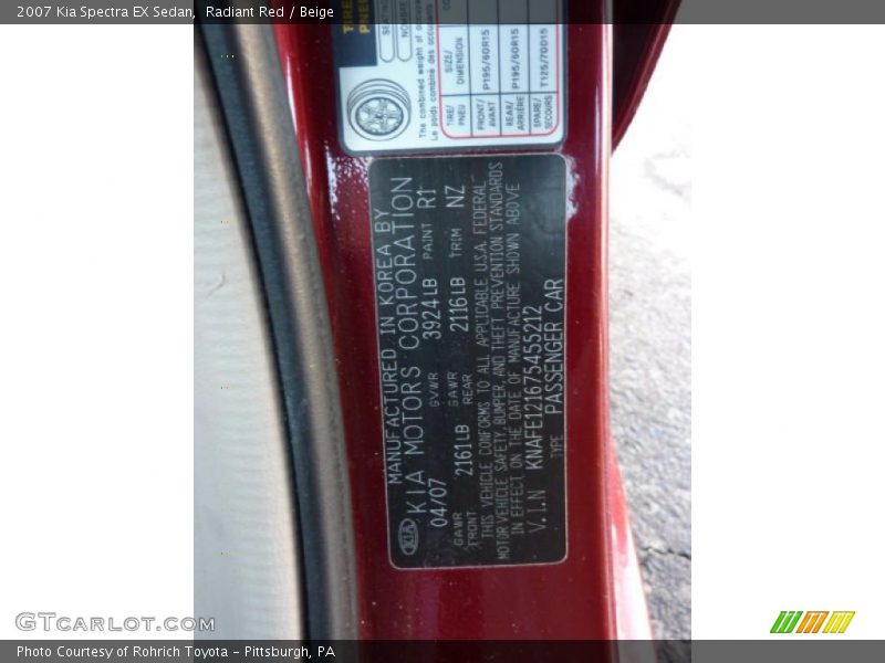Radiant Red / Beige 2007 Kia Spectra EX Sedan