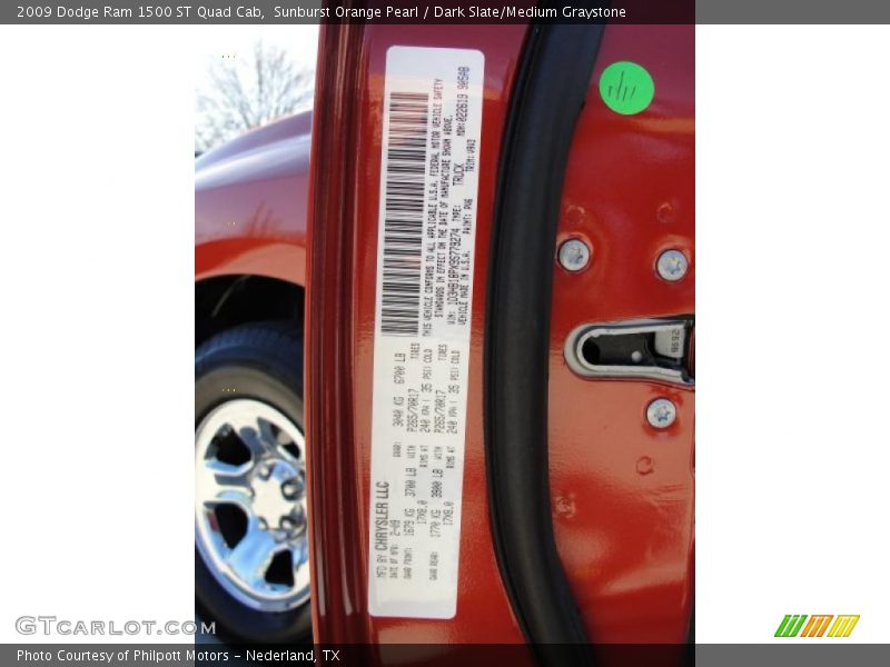 Sunburst Orange Pearl / Dark Slate/Medium Graystone 2009 Dodge Ram 1500 ST Quad Cab
