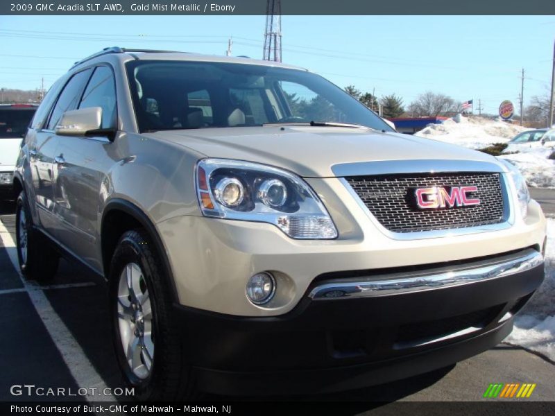 Gold Mist Metallic / Ebony 2009 GMC Acadia SLT AWD