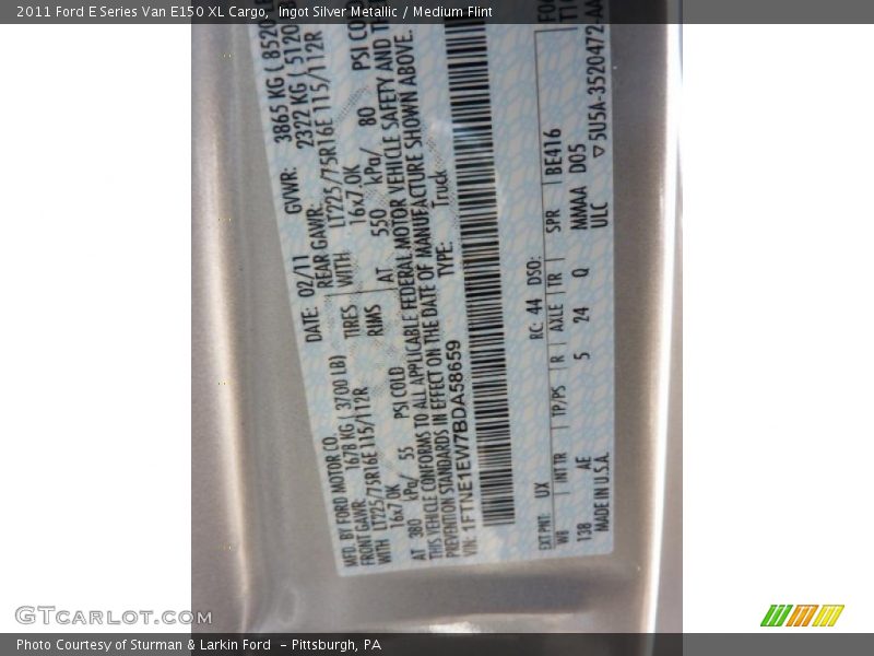 Ingot Silver Metallic / Medium Flint 2011 Ford E Series Van E150 XL Cargo