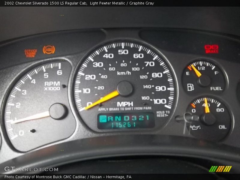 Light Pewter Metallic / Graphite Gray 2002 Chevrolet Silverado 1500 LS Regular Cab