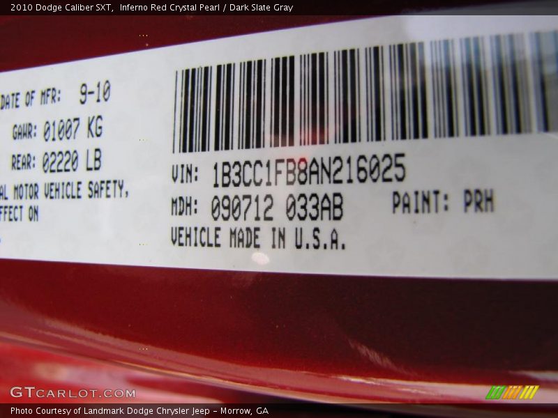 Inferno Red Crystal Pearl / Dark Slate Gray 2010 Dodge Caliber SXT