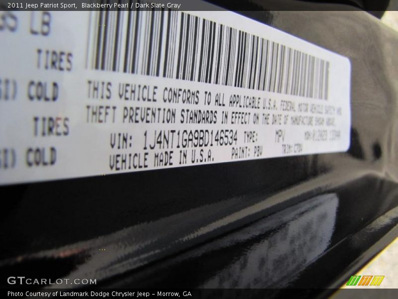 Blackberry Pearl / Dark Slate Gray 2011 Jeep Patriot Sport