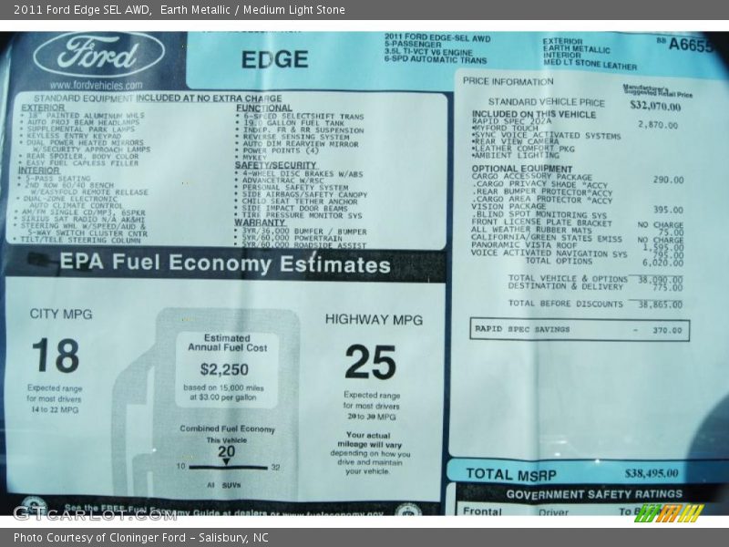 Earth Metallic / Medium Light Stone 2011 Ford Edge SEL AWD