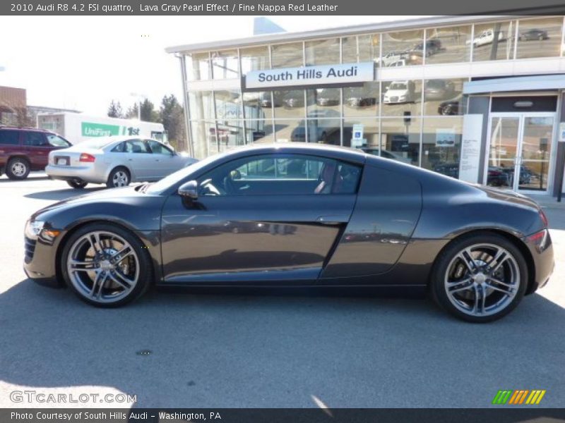 Lava Gray Pearl Effect / Fine Nappa Red Leather 2010 Audi R8 4.2 FSI quattro